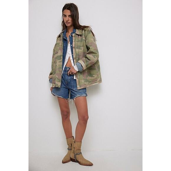 NWT Free People We The Free Reversible Camo Jacket $248 MEDIUM Military Green - Picture 3 of 9